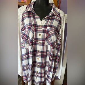 Torrid light weight flannel with waffle knit arms